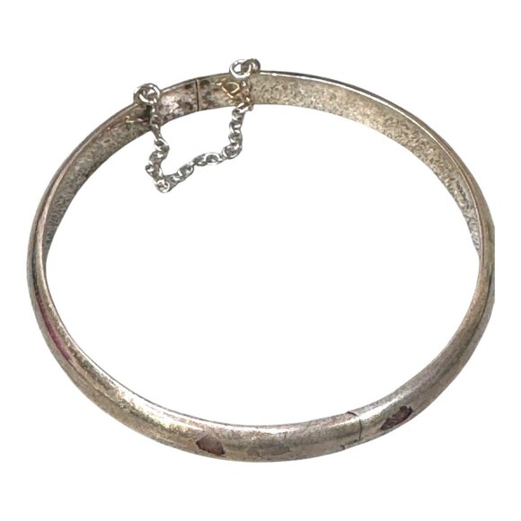 Sterling Silver Minimalist Bangle Bracelet 925 Marked Vintage Safety Chain READ - Picture 1 of 10
